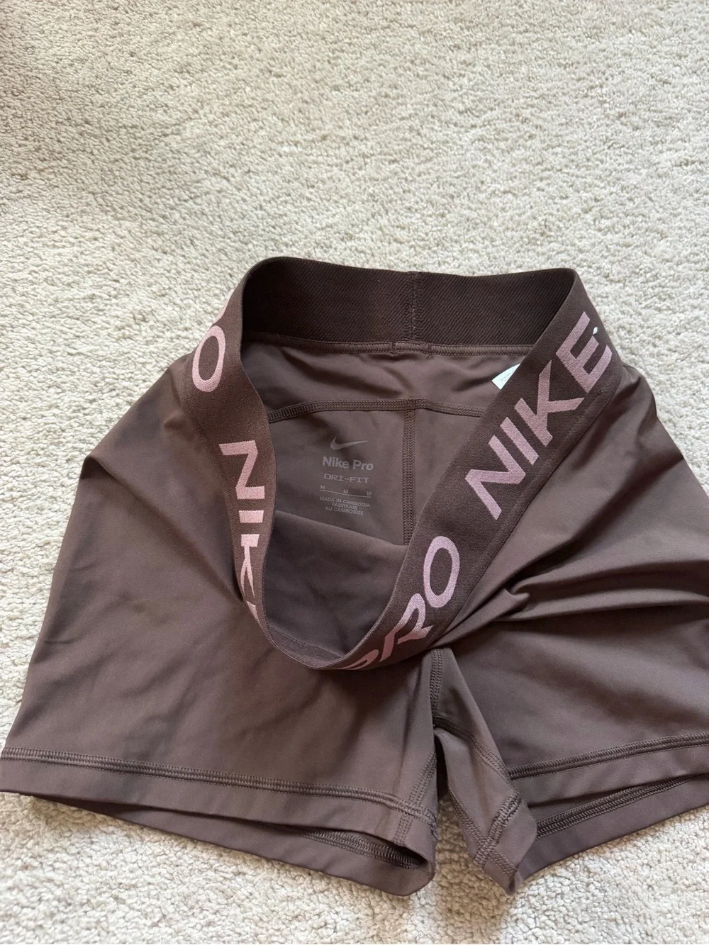 Nike Pro Women's Brown Training Bike Shorts with Logo
